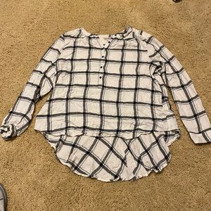 Lucky Brand white with black checks blouse